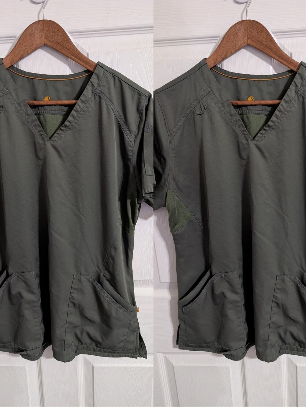 Carhartt Mens Scrub Tops Green Short Sleeve V Neck Nursing Uniform Size Medium